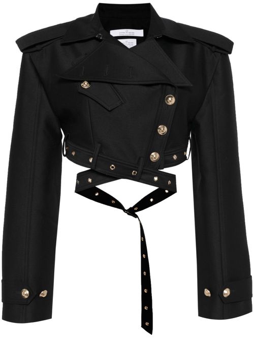 Belted cropped jacket - Black