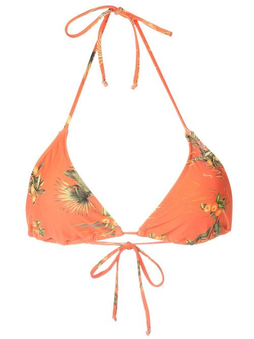 Floral-print bikini top - Orange