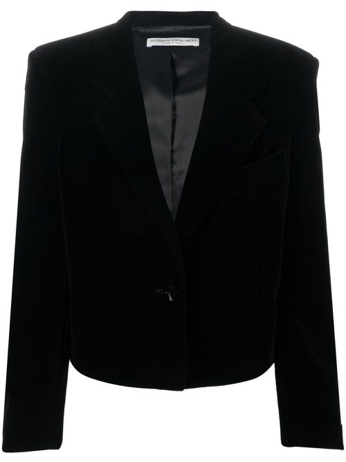 Single-breasted cropped blazer - Black