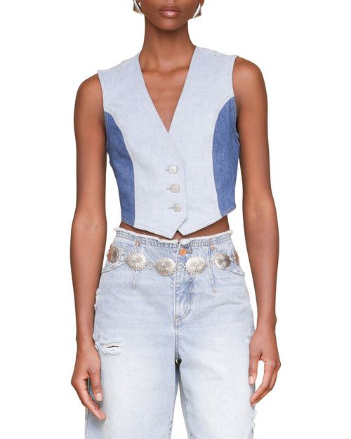 Colorblocked Cropped Vest