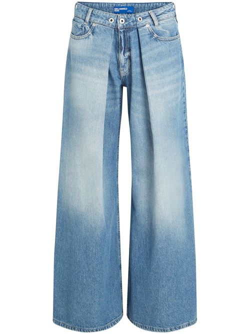Pleated wide-leg jeans - Blue