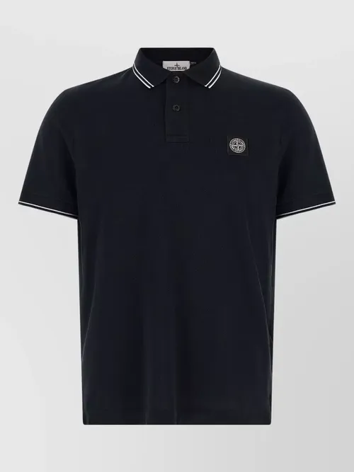 Stone Island - contrast trim polo collar short sleeve top