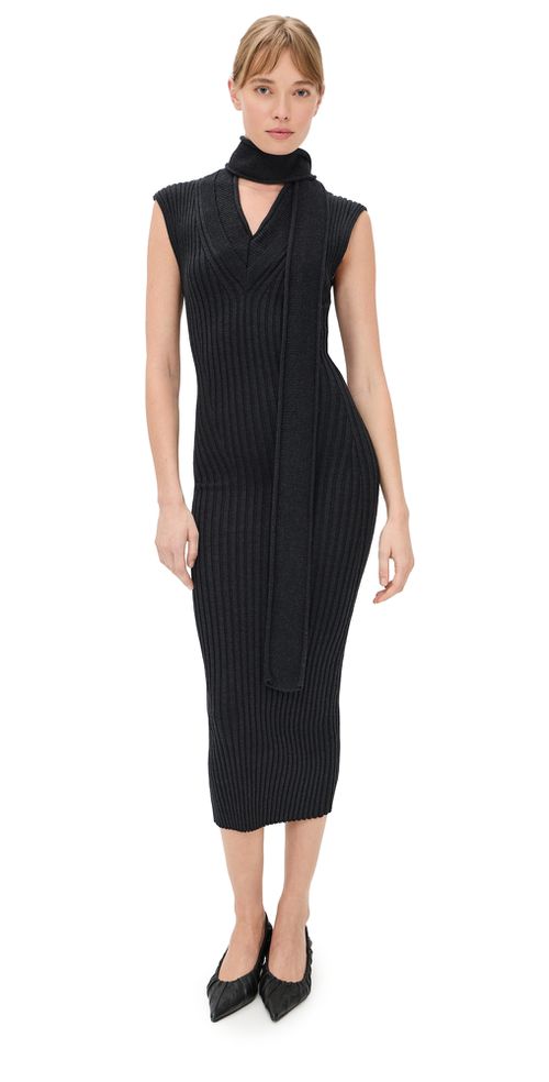 Scarf Dress Charcoal Melange