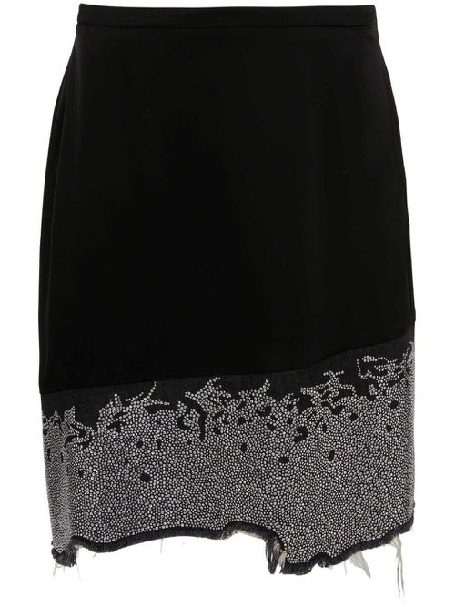 Glitter-detail asymmetric skirt - Black
