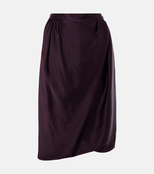Drunken striped draped checked midi skirt