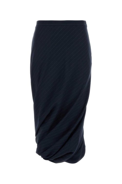 Draped Wool Skirt — Navy