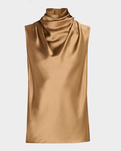 Kaia Sleeveless Cowl-Neck Silk Top