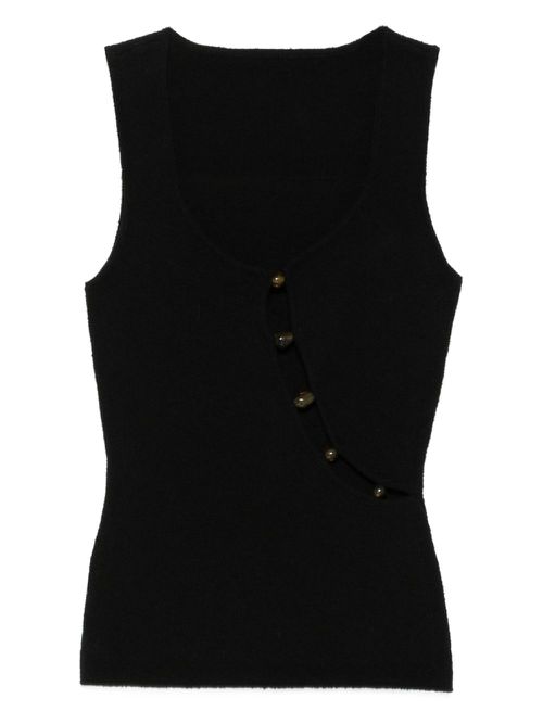 Beaded cut-out tank top - Black