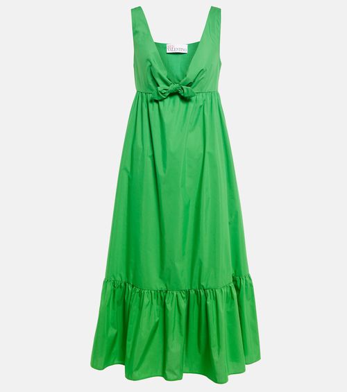 Cotton-blend poplin midi dress
