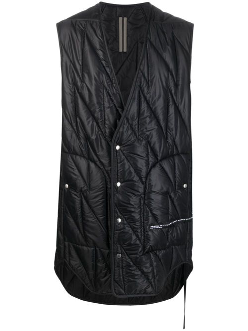 Quilted mid-length gilet - Black