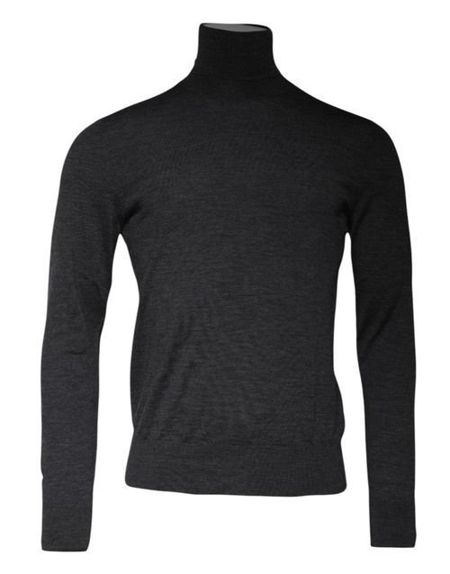Virgin Wool Turtleneck Sweater — Gray