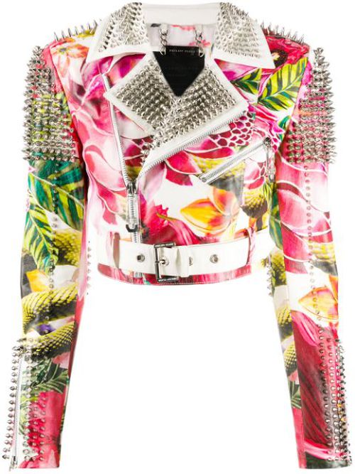 Floral print biker jacket