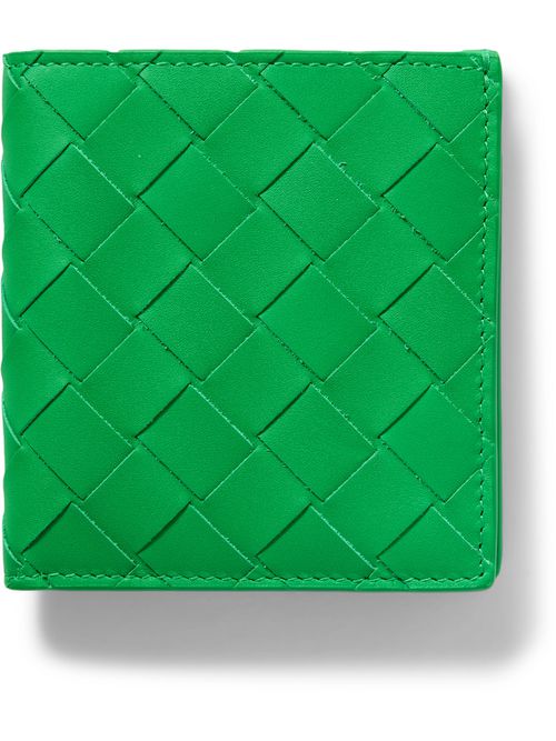 Intrecciato Leather Billfold Wallet - Men - Green