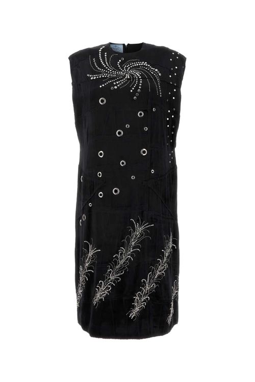 Studded Velvet Dress — Black