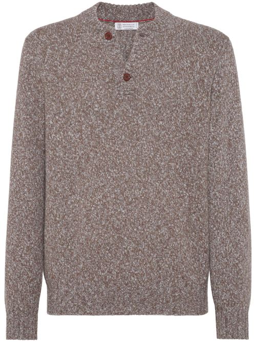 Mélange-effet long-sleeved jumper - Brown