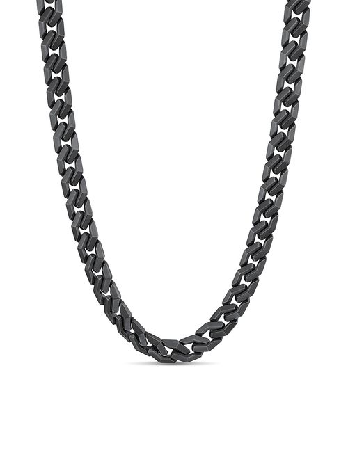 Men's Curb Chain Angular Link Necklace in Black Titanium, 11.5MM - Black