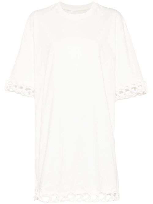 Perforated-detailing cotton dress - White