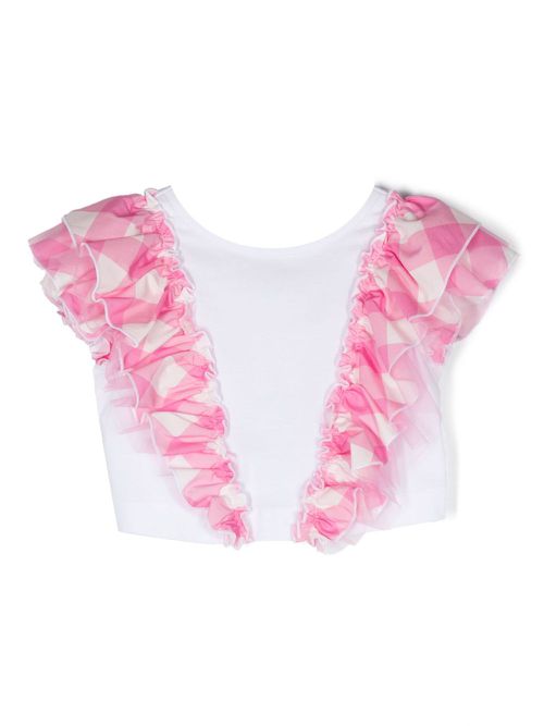 Ruffle-detail T-shirt - White