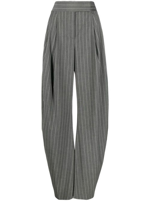 Pinstriped wide-leg tailored trousers - Grey