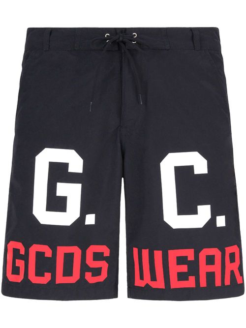 Logo-print drawstring swim shorts - Black