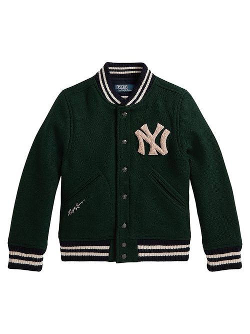 Boy's New York Yankees Wool Bomber Jacket - Moss Agate