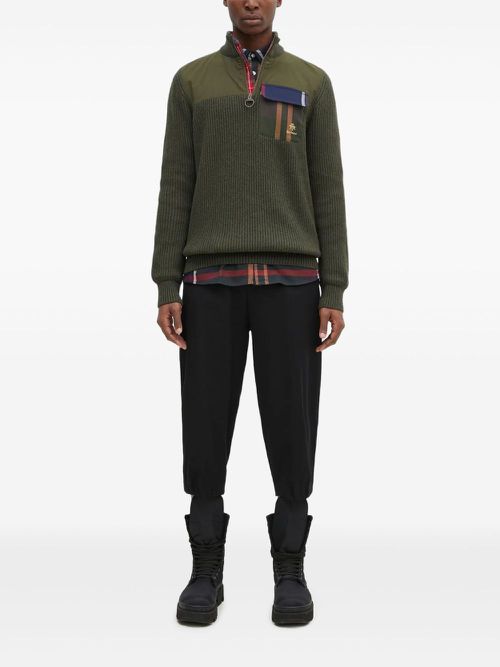 X Barbour Miller ribbed half-zip pocket sweater - Green