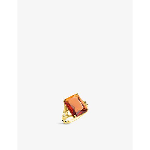 Womens Orange Magic Stones 18ct Yellow Gold-plated Sterling-silver and Zirconia Cocktail Ring 