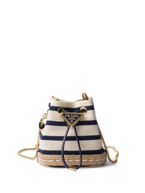 Prada striped bucket bag - White