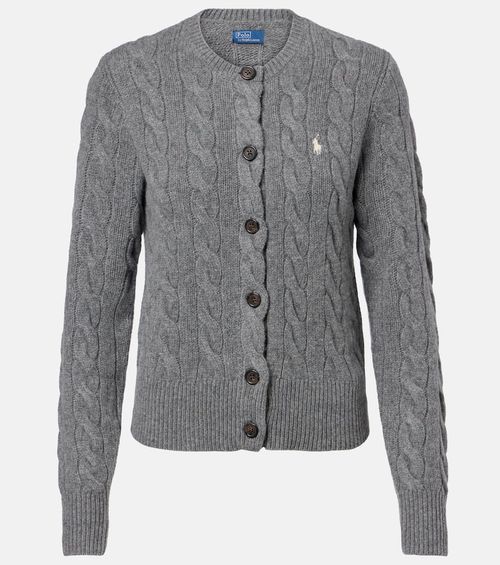 Cable-knit wool and cashmere cardigan