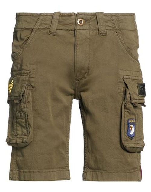 Man Shorts & Bermuda Shorts Military green Size 29 Cotton, Elastane
