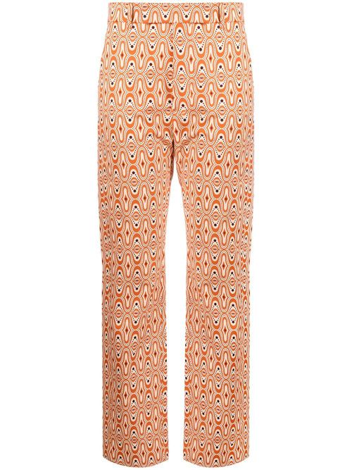Abstract-print trousers - Orange