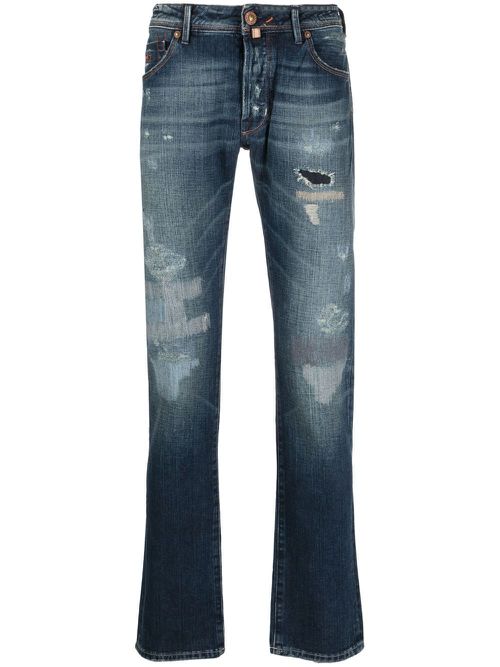 Distressed tapered jeans - Blue