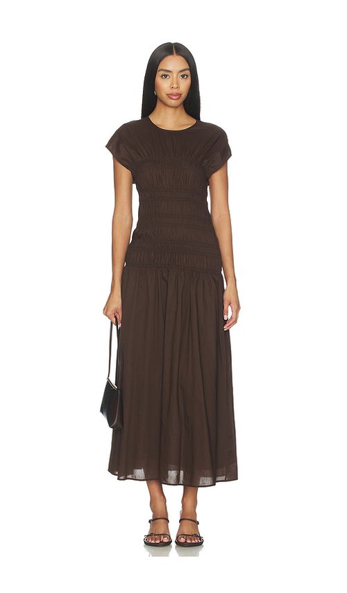 CLOSED Smocked Dress in Brown. L. Also in M, S