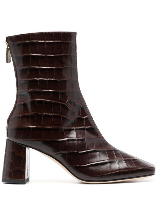 75mm crocodile-effect leather boots