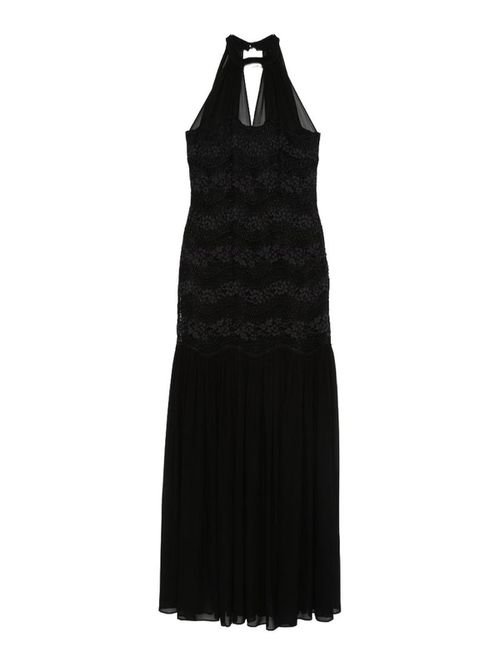 Long Dress In Black With Floral Lace