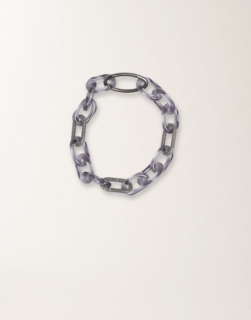 Smoky plexi chain necklace with filo diamante