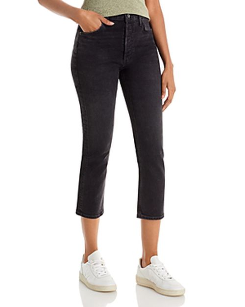 90's Pinch Waist High Rise Cropped Straight Jeans in Ruminate