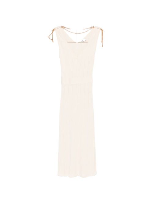 V-neck sleeveless A-line skirt Knitted midi dress