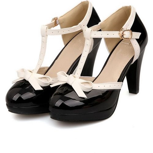 Black Retro Bow D¨¦cor High Heel Shoe