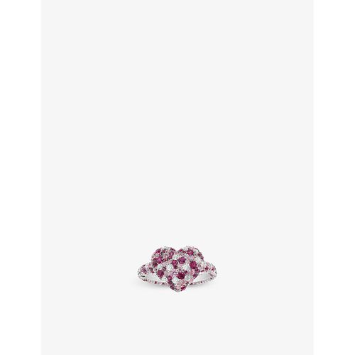 Womens Silver Valentine Heart Sterling-silver and Zirconia Ring