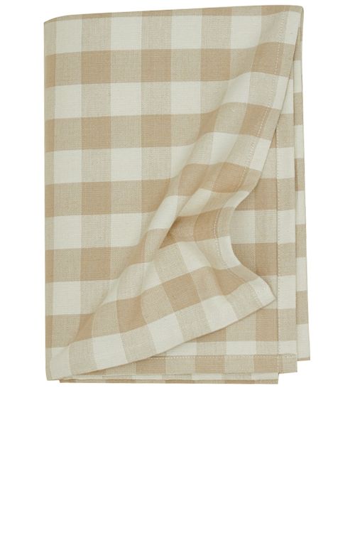 HAWKINS NEW YORK Essential Gingham Tablecloth in Ivory & Flax - Ivory. a