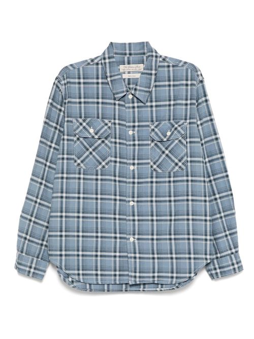 Rayon twill-check shirt - Blue