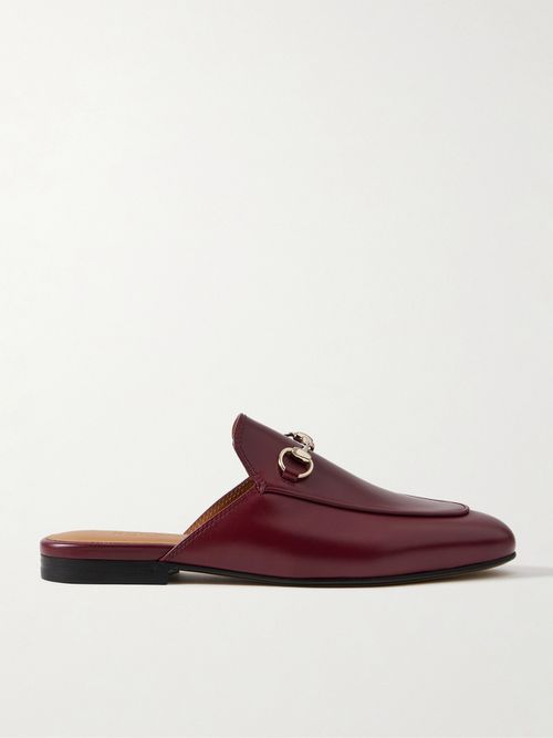 Princetown Horsebit-detailed Leather Slippers - Burgundy