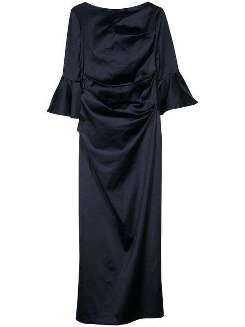 Gathered duchess-satin gown - Blue
