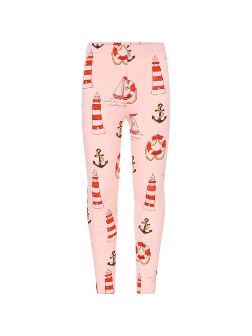 Lighthouse-print elasticated-waist leggings - Pink