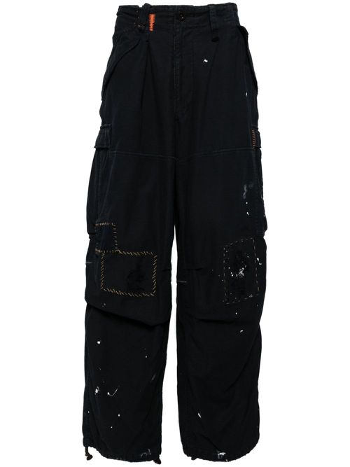 Stitch-detailed cargo trousers - Blue