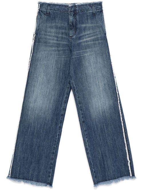 Fringe-detail wide-leg jeans - Blue