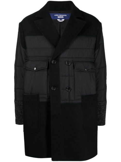 Panelled padded coat - Black