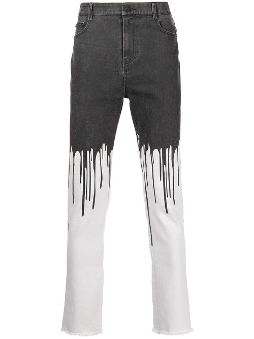 Dripping mid-rise skinny jeans - White