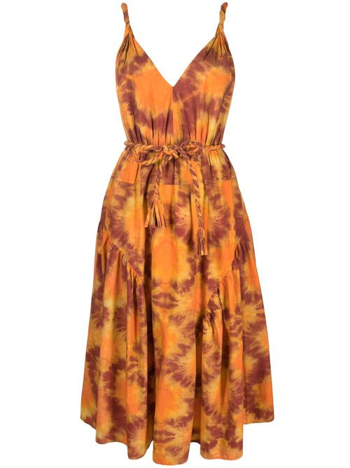 Valentina tie-dye midi dress - Orange
